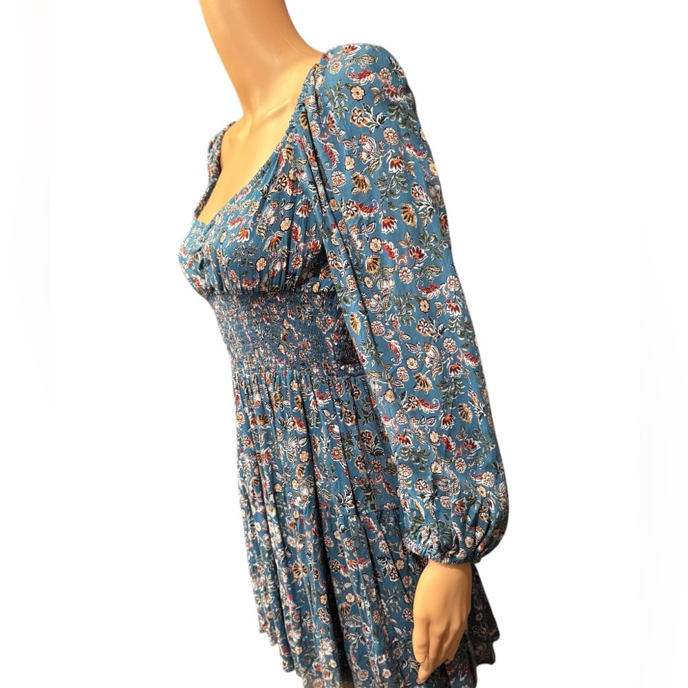 ANGIE Floral Boho Peasant Smocked Waist Mini Dress NWT Small - Picture 9 of 12